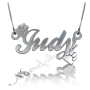 Sterling Silver 3D Name Necklace with Paw Prints - "Judy" - 1