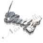 Sterling Silver 3D Name Necklace with Paw Prints - "Judy" - 2
