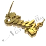 14k Yellow Gold 3D Name Necklace with Paw Prints - "Judy" - 2