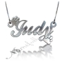 10k White Gold 3D Name Necklace with Paw Prints - "Judy" - 1