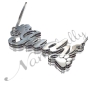 14k White Gold 3D Name Necklace with Paw Prints - "Judy" - 2