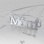 "We Love Mom" Necklace with Swarovski Birthstones in 14k White Gold - 1