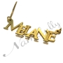 Sparkling Name Necklace with Layered Letters in Bold Font in 18k Yellow Gold Plated Silver - "Melanie" - 2