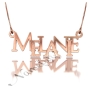 Sparkling Name Necklace with Layered Letters in Bold Font in Rose Gold Plated Silver - "Melanie" - 1