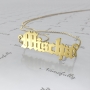 Name Necklace in Gothic Inspired Font in 10k Yellow Gold - "Mischa Barton" - 1