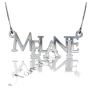 Sparkling Name Necklace with Layered Letters in Bold Font in 10k White Gold - "Melanie" - 1