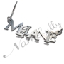 Sparkling Name Necklace with Layered Letters in Bold Font in 10k White Gold - "Melanie" - 2
