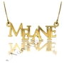Sparkling Name Necklace with Layered Letters in Bold Font in 10k Yellow Gold - "Melanie" - 1