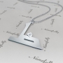 Arabic Initial Necklace with Diamonds in 14k White Gold - "Tha" - 2