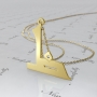 Arabic Initial Necklace with Diamonds in 14k Yellow Gold - "Tha" - 1