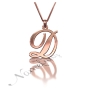 Initial Necklace in Script Font in 18k Solid Rose Gold - "It Starts with D" - 1