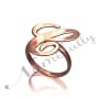 Initial Ring in Script Font in Rose Gold Plated Silver - "It Starts with C" - 2