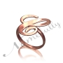 Initial Ring in Script Font in 14k Rose Gold - "It Starts with C" - 2