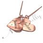Couple Name Necklace with Two Hearts & Diamonds in Rose Gold Plated Silver - "Jessica loves Andrew" - 2