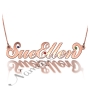 Carrie Style Name Necklace with Two Names & Swarovski Birthstones in Rose Gold Plated Silver - "SueEllen" - 1