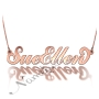 Carrie Style Name Necklace with Two Names & Diamonds in Rose Gold Plated Silver - "SueEllen" - 1