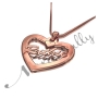 Name Necklace in Heart-Shaped Pendant with Script Font in 10k Rose Gold - "Ruthie" - 2