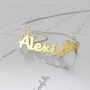 Customized Necklace with Name and Flower in 14k Yellow Gold - "Alexis" - 1