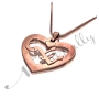 Arabic Name Necklace with Heart Shaped Pendant in Rose Gold Plated Silver - "Layla" - 2