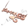 Name Necklace with Heart and Sparkling Initial in Rose Gold Plated Silver - "Amanda" - 2