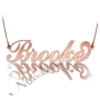 Sparkling Carrie Name Necklace in 14k Rose Gold - "Brooke" - 1
