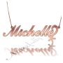 Carrie-Style Name Necklace with Sparkling Flower in Rose Gold Plated Silver - "Michelle" - 1