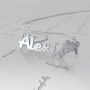 Customized Necklace with Name and Flower in 14k White Gold - "Alexis" - 1