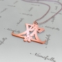 Chinese Name Necklace with Flower in Rose Gold Plated Silver - "Huan" - 2