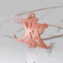 Chinese Name Necklace with Flower & Swarovski Birthstones in Rose Gold Plated Silver - "Huan" - 1