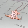 Chinese Name Necklace with Flower and Diamonds in Rose Gold Plated Silver - "Huan" - 2