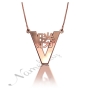 Japanese Name Necklace on V-Shaped Pendant in Rose Gold Plated Silver - "Katsu" - 1