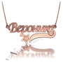 Russian Name Necklace with Sparkling Star in Rose Gold Plated Silver - "Veronika" - 1