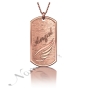 Dog Tag Necklace with "Angel" in Raised Letters in 18k Solid Rose Gold - 1