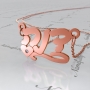 Hebrew Name Necklace with Heart and Diamonds in 14k Rose Gold - "Dana" - 1