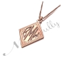Monogram Necklace with Sparkling Diamond-Shape in Rose Gold Plated Silver - "BMW" - 2