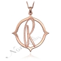 Initial Necklace in Sparkling Contemporary Script in Rose Gold Plated Silver - "R is for Remarkable" - 1