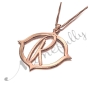 Initial Necklace in Sparkling Contemporary Script in 10k Rose Gold - "R is for Remarkable" - 2