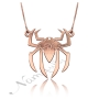 Initial Necklace with Spider Design in 14k Rose Gold - 1