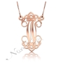 Initial Necklace with Decorative Script in Rose Gold Plated Silver - "W - Wonderfully Wispy" - 1