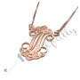 Initial Necklace with Decorative Script in Rose Gold Plated Silver - "W - Wonderfully Wispy" - 2