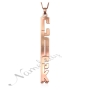 Vertical 3D Name Necklace with Double Layer in 14k Rose Gold - "Chuck" - 1
