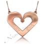 3D Heart Name Necklace in 10k Rose Gold - "Gerry Loves Eva" - 1