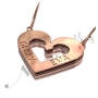 3D Heart Name Necklace in 10k Rose Gold - "Gerry Loves Eva" - 2