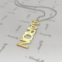 14k Yellow Gold Vertical Name Necklace - "Aaron" - 2