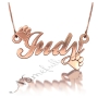 14k Rose Gold 3D Name Necklace with Paw Prints - "Judy" - 1