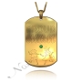 Proud Mom Dog Tag with Birthstones in 14k Yellow Gold - 1