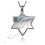 Star of David Necklace with Sparkling Swirls in 14k White Gold - 1