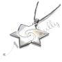 Star of David Necklace with Sparkling Swirls in 14k White Gold - 2