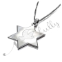 14k White Gold Star of David Necklace with Sparkling Dove - 2