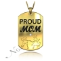 Proud Mom Dog Tag with Diamonds & Contrast Detail in 18k Yellow Gold Plated Silver - 1